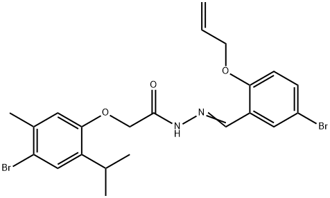 N'-[2-(allyloxy)-5-bromobenzylidene]-2-(4-bromo-2-isopropyl-5-methylphenoxy)acetohydrazide 结构式