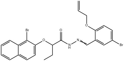 N'-[2-(allyloxy)-5-bromobenzylidene]-2-[(1-bromo-2-naphthyl)oxy]butanohydrazide 化学構造式