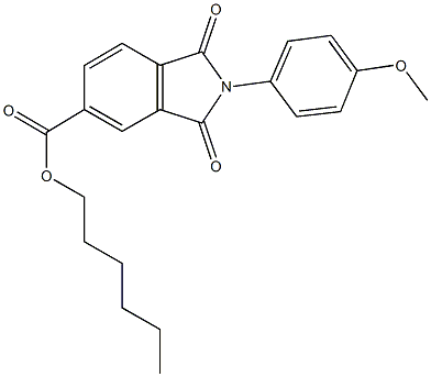 hexyl 2-(4-methoxyphenyl)-1,3-dioxoisoindoline-5-carboxylate 结构式