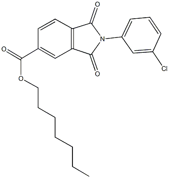 heptyl 2-(3-chlorophenyl)-1,3-dioxo-5-isoindolinecarboxylate 结构式