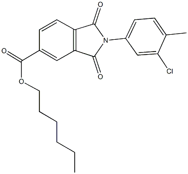 hexyl 2-(3-chloro-4-methylphenyl)-1,3-dioxoisoindoline-5-carboxylate 结构式