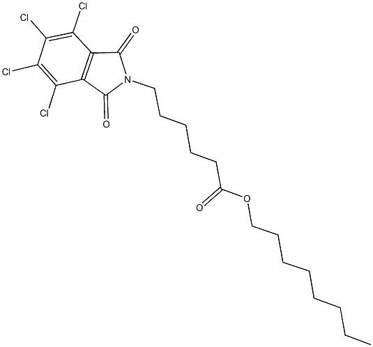 octyl 6-(4,5,6,7-tetrachloro-1,3-dioxo-1,3-dihydro-2H-isoindol-2-yl)hexanoate Struktur