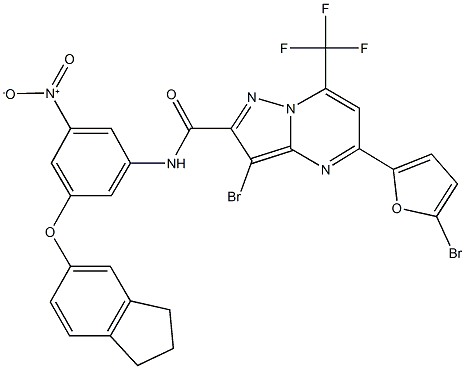 3-bromo-5-(5-bromo-2-furyl)-N-{3-(2,3-dihydro-1H-inden-5-yloxy)-5-nitrophenyl}-7-(trifluoromethyl)pyrazolo[1,5-a]pyrimidine-2-carboxamide|