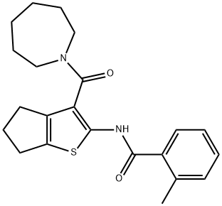 N-[3-(1-azepanylcarbonyl)-5,6-dihydro-4H-cyclopenta[b]thien-2-yl]-2-methylbenzamide,352226-56-3,结构式