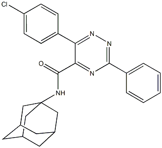 N-(1-adamantyl)-6-(4-chlorophenyl)-3-phenyl-1,2,4-triazine-5-carboxamide Struktur