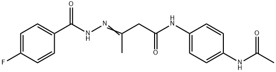 N-[4-(acetylamino)phenyl]-3-[(4-fluorobenzoyl)hydrazono]butanamide Structure