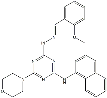 2-methoxybenzaldehyde [4-(4-morpholinyl)-6-(1-naphthylamino)-1,3,5-triazin-2-yl]hydrazone Struktur