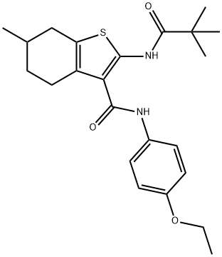 2-[(2,2-dimethylpropanoyl)amino]-N-(4-ethoxyphenyl)-6-methyl-4,5,6,7-tetrahydro-1-benzothiophene-3-carboxamide,352340-07-9,结构式