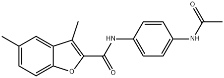 N-[4-(acetylamino)phenyl]-3,5-dimethyl-1-benzofuran-2-carboxamide Struktur