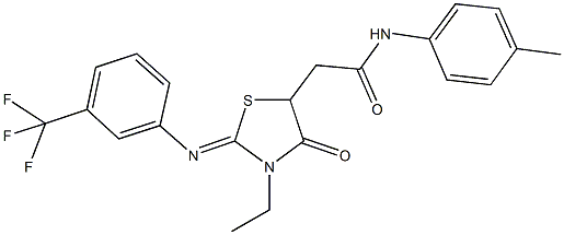 352348-16-4 2-(3-ethyl-4-oxo-2-{[3-(trifluoromethyl)phenyl]imino}-1,3-thiazolidin-5-yl)-N-(4-methylphenyl)acetamide