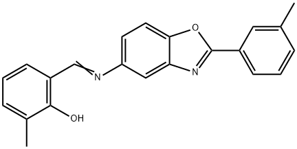 2-methyl-6-({[2-(3-methylphenyl)-1,3-benzoxazol-5-yl]imino}methyl)phenol Struktur