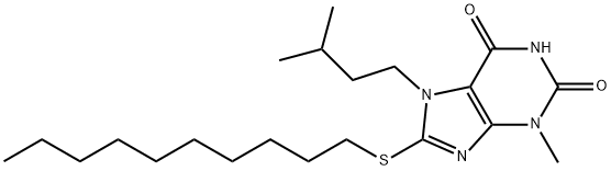 8-(decylsulfanyl)-7-isopentyl-3-methyl-3,7-dihydro-1H-purine-2,6-dione 结构式