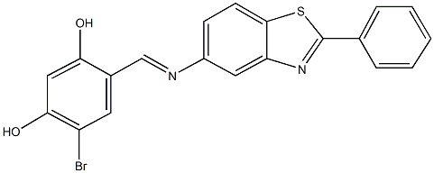 4-bromo-6-{[(2-phenyl-1,3-benzothiazol-5-yl)imino]methyl}-1,3-benzenediol Structure
