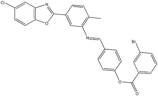4-({[5-(5-chloro-1,3-benzoxazol-2-yl)-2-methylphenyl]imino}methyl)phenyl 3-bromobenzoate Structure