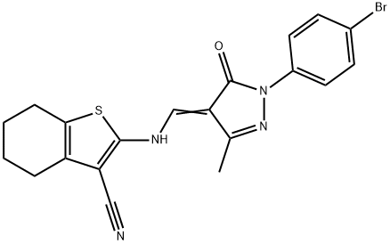 2-({[1-(4-bromophenyl)-3-methyl-5-oxo-1,5-dihydro-4H-pyrazol-4-ylidene]methyl}amino)-4,5,6,7-tetrahydro-1-benzothiophene-3-carbonitrile,352523-04-7,结构式