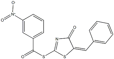S-(5-benzylidene-4-oxo-4,5-dihydro-1,3-thiazol-2-yl) 3-nitrobenzenecarbothioate Struktur