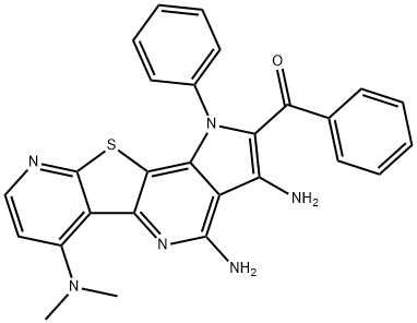 [3,4-diamino-6-(dimethylamino)-1-phenyl-1H-pyrido[3',2':4,5]thieno[3,2-b]pyrrolo[2,3-d]pyridin-2-yl](phenyl)methanone Structure