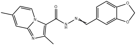 N'-(1,3-benzodioxol-5-ylmethylene)-2,7-dimethylimidazo[1,2-a]pyridine-3-carbohydrazide Struktur