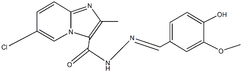 6-chloro-N'-(4-hydroxy-3-methoxybenzylidene)-2-methylimidazo[1,2-a]pyridine-3-carbohydrazide,352561-72-9,结构式