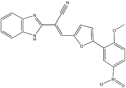 2-(1H-benzimidazol-2-yl)-3-(5-{5-nitro-2-methoxyphenyl}-2-furyl)acrylonitrile Struktur