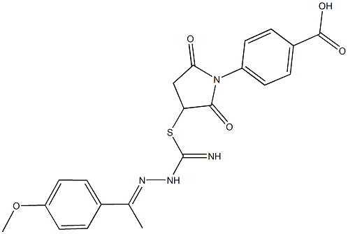 4-{3-[(imino{2-[1-(4-methoxyphenyl)ethylidene]hydrazino}methyl)sulfanyl]-2,5-dioxo-1-pyrrolidinyl}benzoic acid Structure