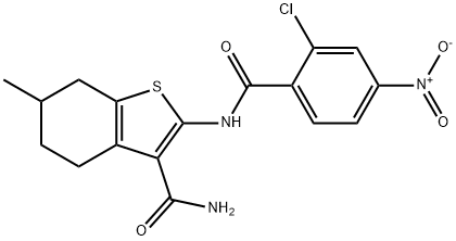 2-({2-chloro-4-nitrobenzoyl}amino)-6-methyl-4,5,6,7-tetrahydro-1-benzothiophene-3-carboxamide Structure