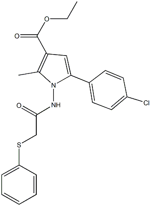 ethyl 5-(4-chlorophenyl)-2-methyl-1-{[(phenylsulfanyl)acetyl]amino}-1H-pyrrole-3-carboxylate Struktur