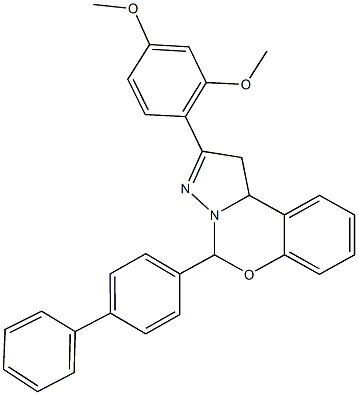 5-[1,1'-biphenyl]-4-yl-2-(2,4-dimethoxyphenyl)-1,10b-dihydropyrazolo[1,5-c][1,3]benzoxazine Struktur