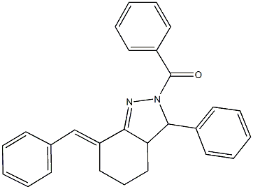2-benzoyl-7-benzylidene-3-phenyl-3,3a,4,5,6,7-hexahydro-2H-indazole Structure
