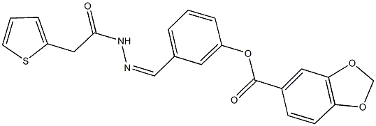 3-[2-(2-thienylacetyl)carbohydrazonoyl]phenyl 1,3-benzodioxole-5-carboxylate Struktur