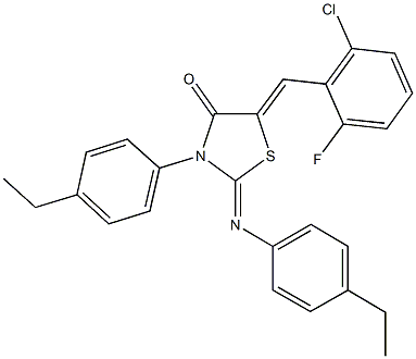 5-(2-chloro-6-fluorobenzylidene)-3-(4-ethylphenyl)-2-[(4-ethylphenyl)imino]-1,3-thiazolidin-4-one Structure