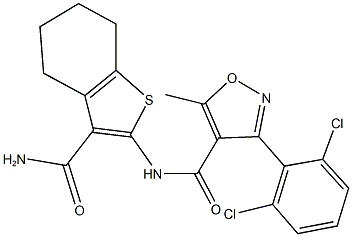 N-[3-(aminocarbonyl)-4,5,6,7-tetrahydro-1-benzothien-2-yl]-3-(2,6-dichlorophenyl)-5-methyl-4-isoxazolecarboxamide Structure