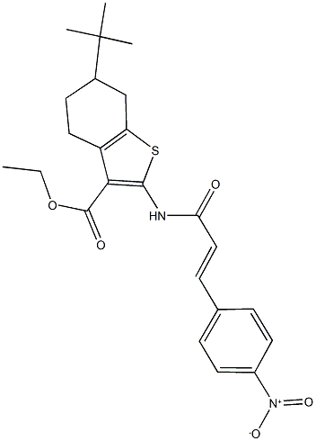 ethyl 6-tert-butyl-2-[(3-{4-nitrophenyl}acryloyl)amino]-4,5,6,7-tetrahydro-1-benzothiophene-3-carboxylate,352679-41-5,结构式