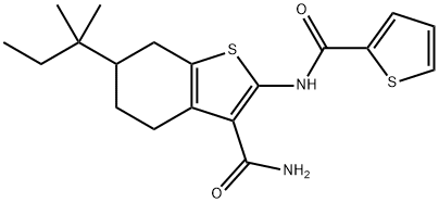 6-tert-pentyl-2-[(2-thienylcarbonyl)amino]-4,5,6,7-tetrahydro-1-benzothiophene-3-carboxamide Structure