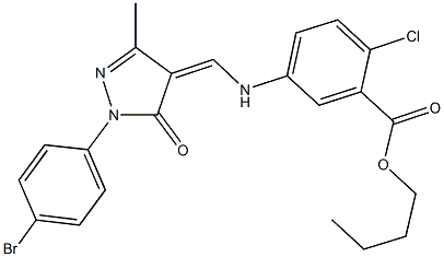 butyl 5-({[1-(4-bromophenyl)-3-methyl-5-oxo-1,5-dihydro-4H-pyrazol-4-ylidene]methyl}amino)-2-chlorobenzoate,352681-68-6,结构式