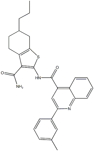 N-[3-(aminocarbonyl)-6-propyl-4,5,6,7-tetrahydro-1-benzothien-2-yl]-2-(3-methylphenyl)-4-quinolinecarboxamide Structure