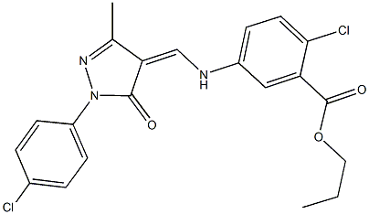 propyl 2-chloro-5-({[1-(4-chlorophenyl)-3-methyl-5-oxo-1,5-dihydro-4H-pyrazol-4-ylidene]methyl}amino)benzoate Structure