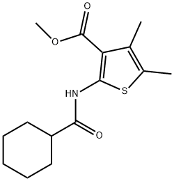 methyl 2-[(cyclohexylcarbonyl)amino]-4,5-dimethyl-3-thiophenecarboxylate Struktur