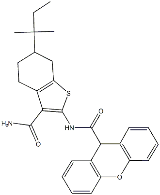 N-[3-(aminocarbonyl)-6-tert-pentyl-4,5,6,7-tetrahydro-1-benzothien-2-yl]-9H-xanthene-9-carboxamide Structure