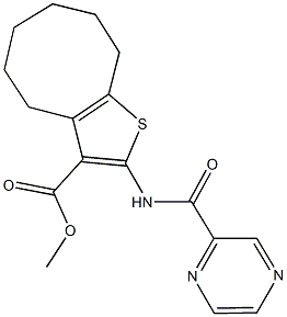 methyl 2-[(2-pyrazinylcarbonyl)amino]-4,5,6,7,8,9-hexahydrocycloocta[b]thiophene-3-carboxylate Structure