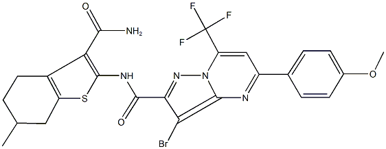 N-[3-(aminocarbonyl)-6-methyl-4,5,6,7-tetrahydro-1-benzothien-2-yl]-3-bromo-5-(4-methoxyphenyl)-7-(trifluoromethyl)pyrazolo[1,5-a]pyrimidine-2-carboxamide|
