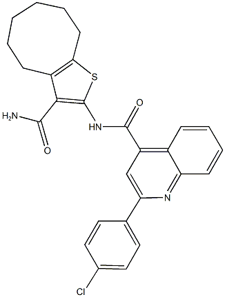 N-[3-(aminocarbonyl)-4,5,6,7,8,9-hexahydrocycloocta[b]thien-2-yl]-2-(4-chlorophenyl)-4-quinolinecarboxamide Structure