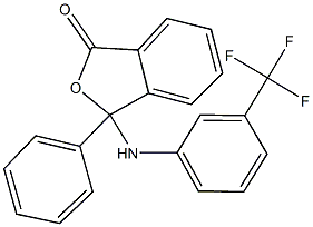 3-phenyl-3-[3-(trifluoromethyl)anilino]-2-benzofuran-1(3H)-one Struktur