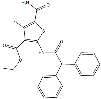 ethyl 5-(aminocarbonyl)-2-[(diphenylacetyl)amino]-4-methyl-3-thiophenecarboxylate,352702-06-8,结构式