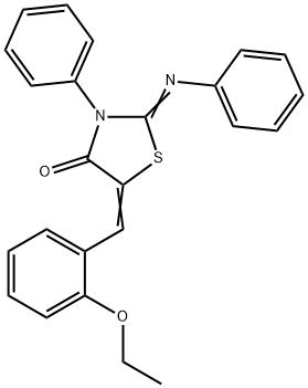 5-(2-ethoxybenzylidene)-3-phenyl-2-(phenylimino)-1,3-thiazolidin-4-one Struktur