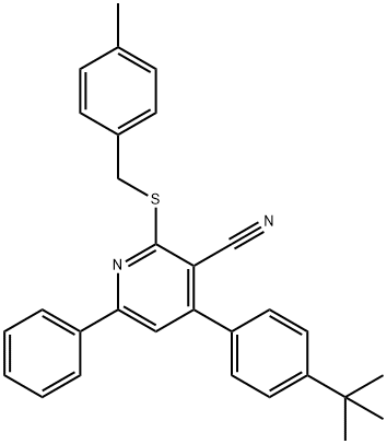 4-(4-tert-butylphenyl)-2-[(4-methylbenzyl)sulfanyl]-6-phenylnicotinonitrile Structure