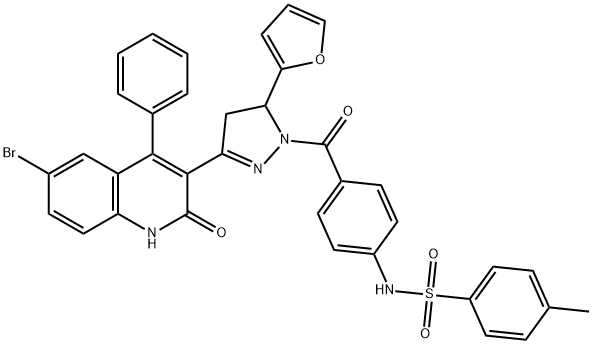N-(4-{[3-(6-bromo-2-oxo-4-phenyl-1,2-dihydro-3-quinolinyl)-5-(2-furyl)-4,5-dihydro-1H-pyrazol-1-yl]carbonyl}phenyl)-4-methylbenzenesulfonamide Structure