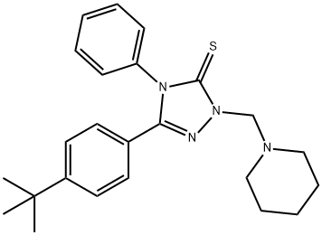 5-(4-tert-butylphenyl)-4-phenyl-2-(1-piperidinylmethyl)-2,4-dihydro-3H-1,2,4-triazole-3-thione Struktur