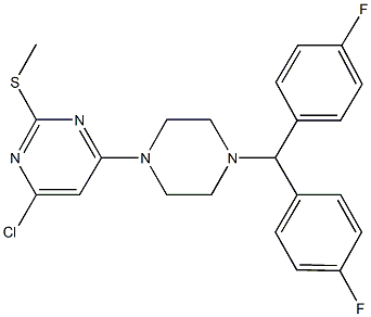 4-{4-[bis(4-fluorophenyl)methyl]-1-piperazinyl}-6-chloro-2-(methylsulfanyl)pyrimidine Structure