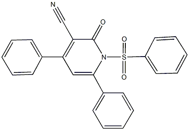 2-oxo-4,6-diphenyl-1-(phenylsulfonyl)-1,2-dihydro-3-pyridinecarbonitrile Struktur